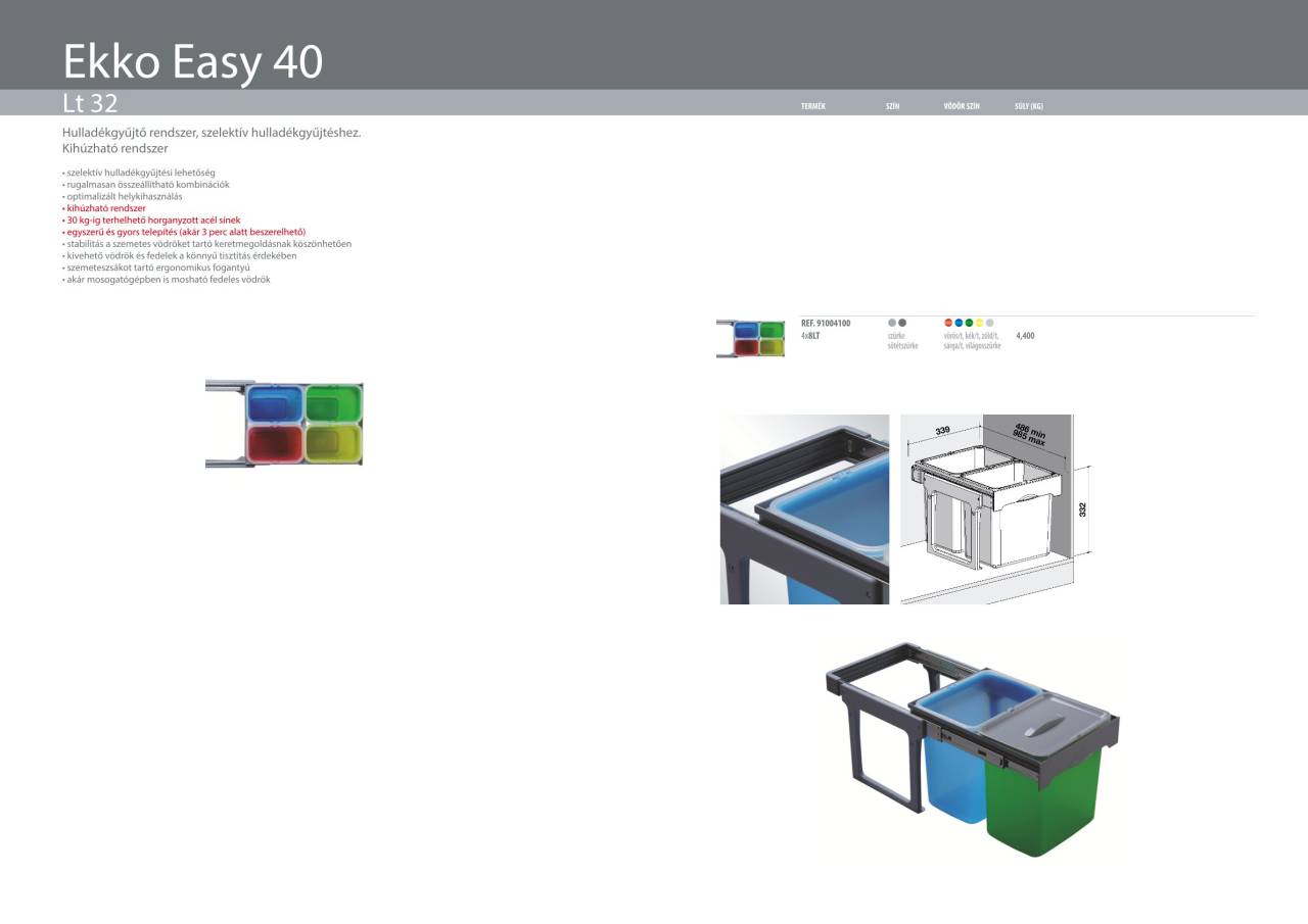 ekotech easy 91004100 szelektív hulladékgyűjtő 25435