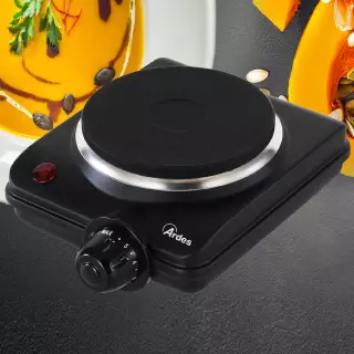 Ardes FOEL03 kompakt hordozható elektromos főzőlap fekete kivitelben.