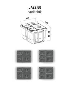 EKOTECH - Beépíthető hulladékgyűjtő JAZZ 60 - 3x15 liter+1x7 liter