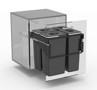 EKOTECH - Beépíthető hulladékgyűjtő FRONT 60 - 1x7 liter+3x26 liter   