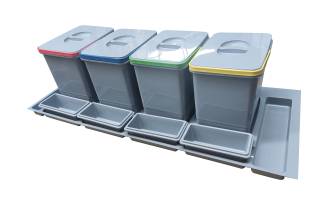 EKOTECH - Beépíthető hulladékgyűjtő PRACTIKO 1200 - 4x15 liter + 4 tartó