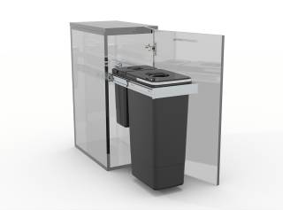 EKOTECH - Beépíthető hulladékgyűjtő SMART Inox 1x26 liter+1x7 liter lágyan záródó